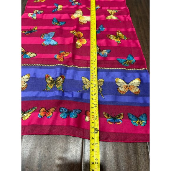 Butterfly Print Long Scarf Vibrant Pink Purple Wrap Shawl Lightweight Bohemian - Picture 5 of 7